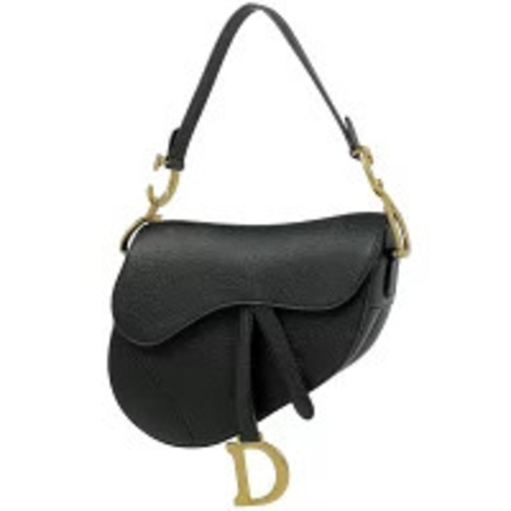 Christian Dior Saddle Bag Handbag Hobo Leather Black
